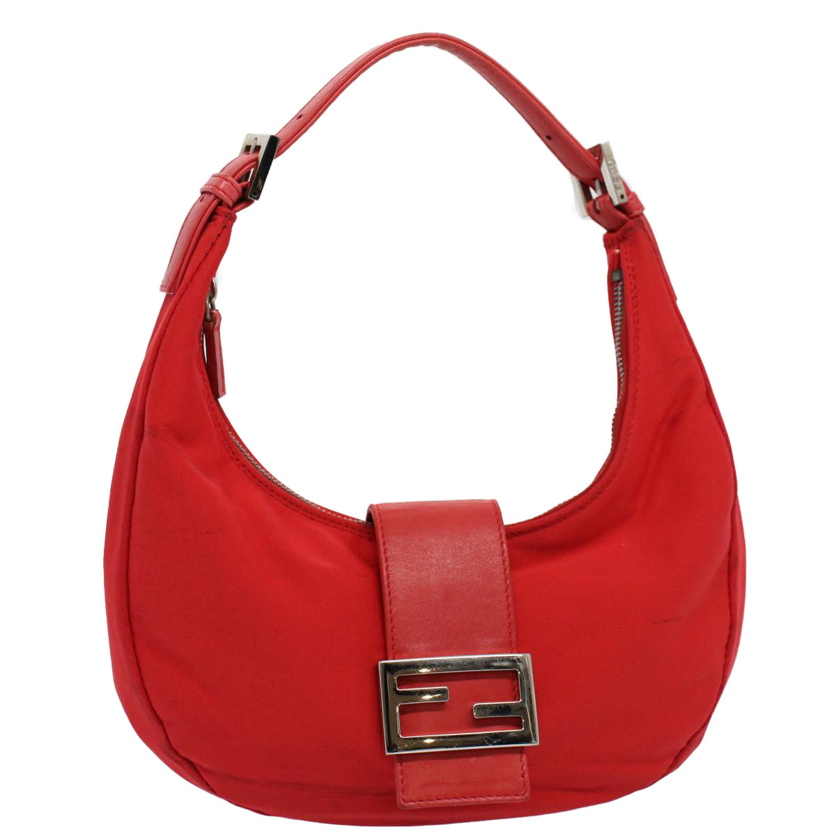 FENDI Mamma Baguette Shoulder Bag Nylon Red58610