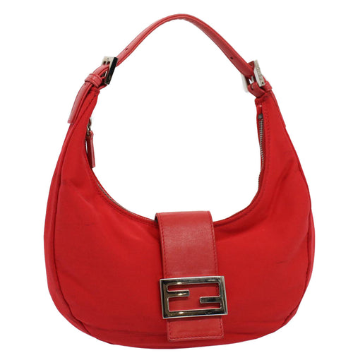 FENDI Mamma Baguette Shoulder Bag Nylon Red58610