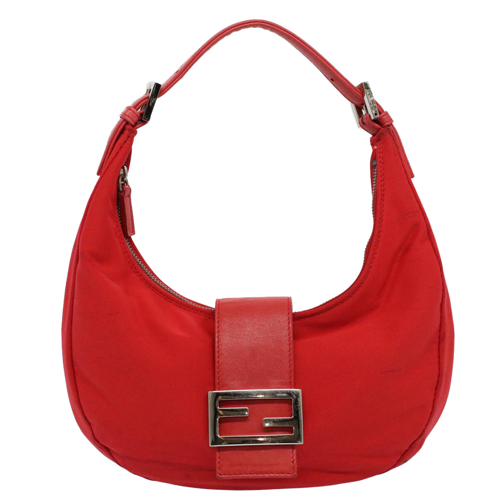 FENDI Mamma Baguette Shoulder Bag Nylon Red58610