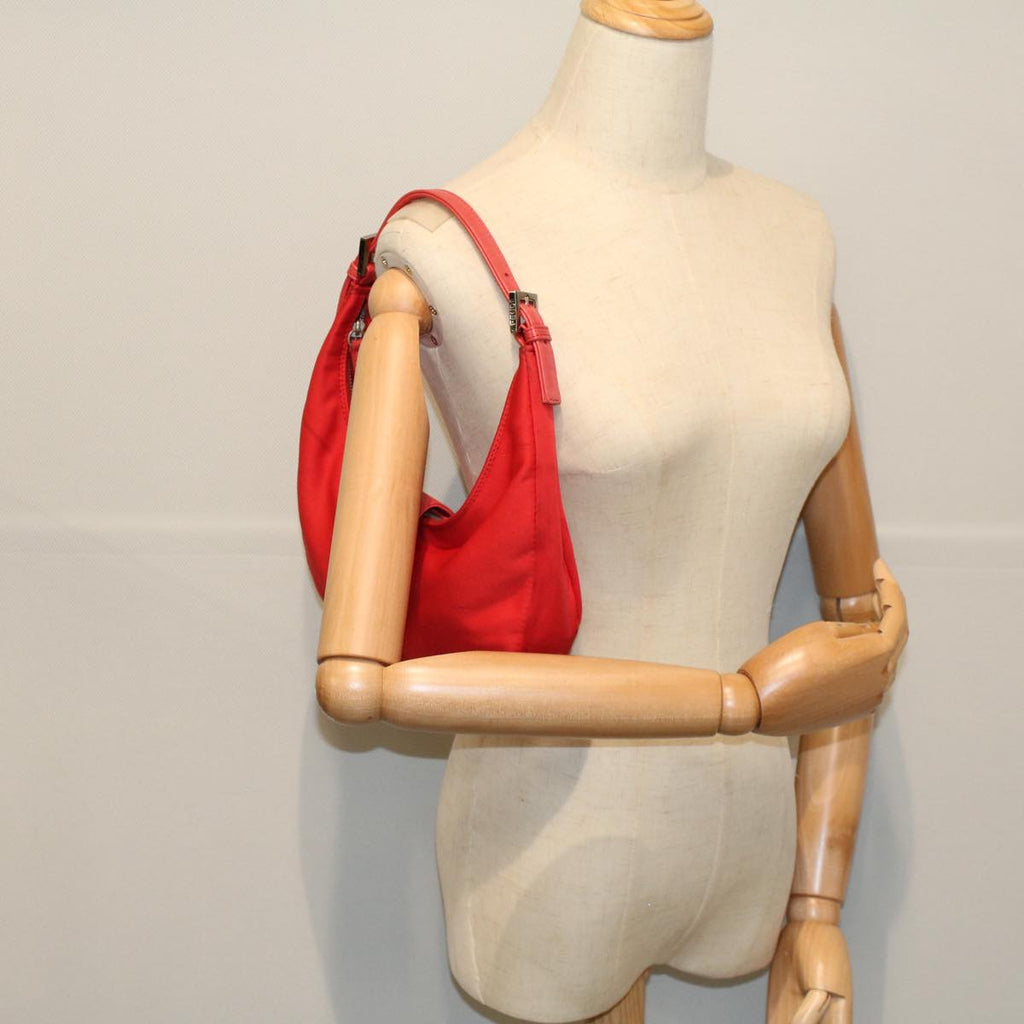 FENDI Mamma Baguette Shoulder Bag Nylon Red58610
