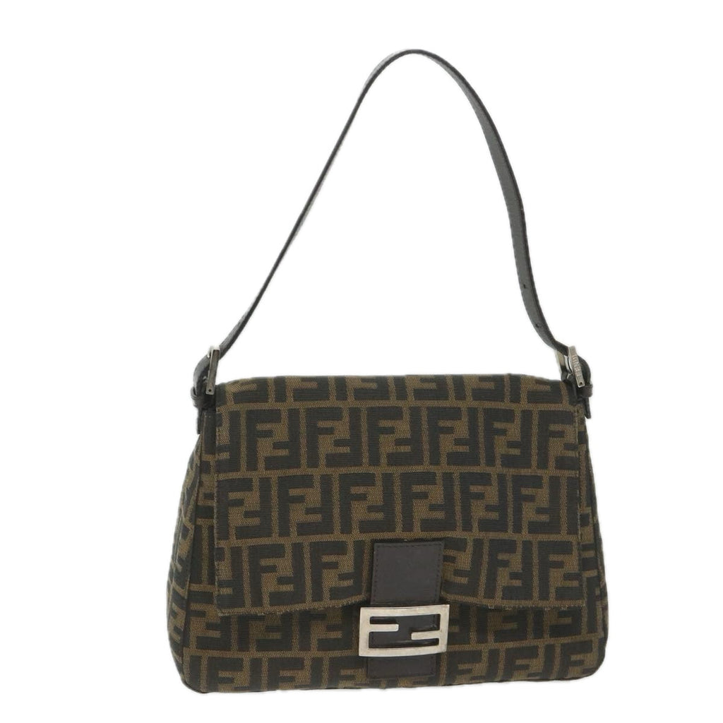 FENDI Zucca Canvas Mamma Baguette Shoulder Bag Nylon Brown58625
