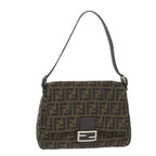 FENDI Zucca Canvas Mamma Baguette Shoulder Bag Nylon Brown58625