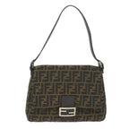 FENDI Zucca Canvas Mamma Baguette Shoulder Bag Nylon Brown58625
