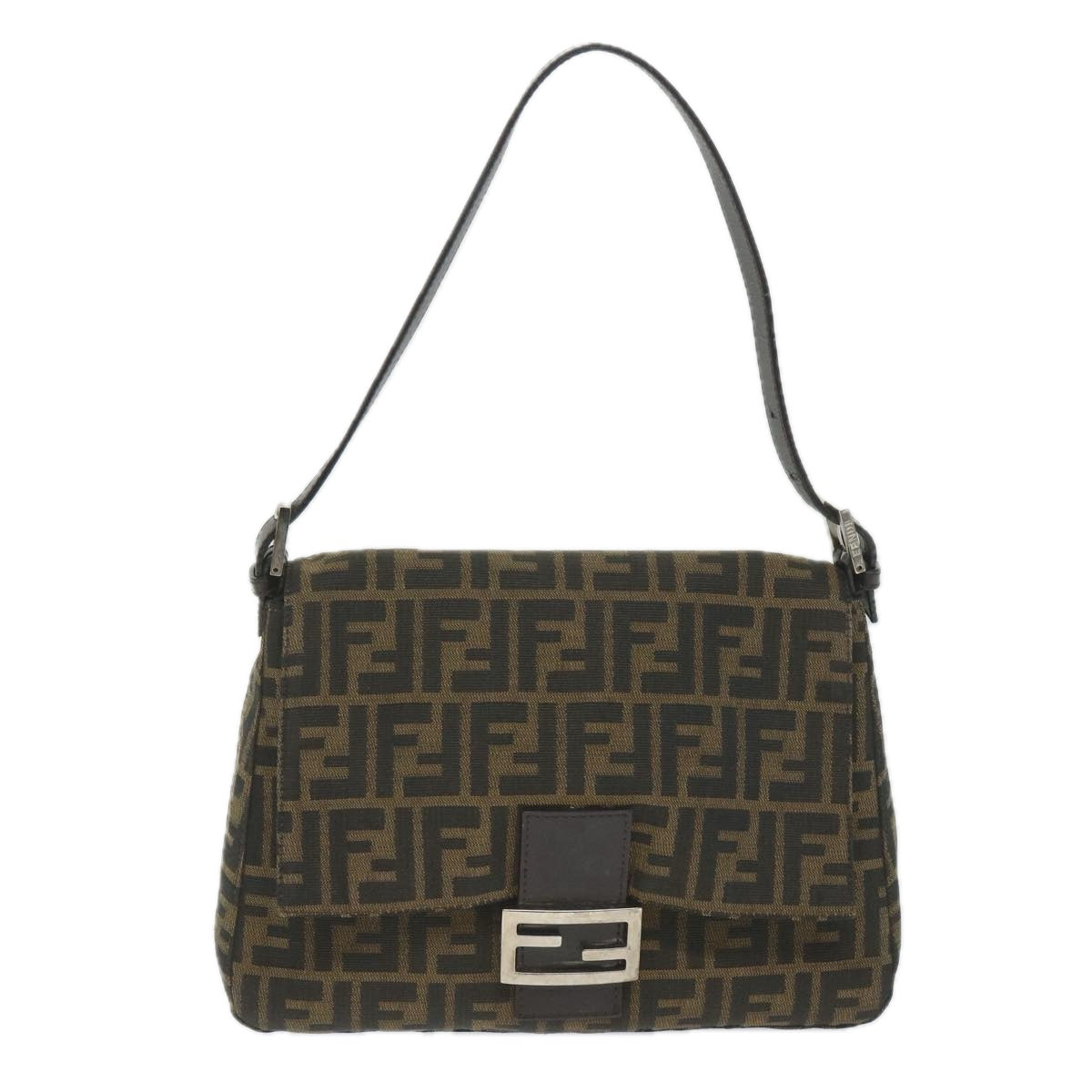 FENDI Zucca Canvas Mamma Baguette Shoulder Bag Nylon Brown58625