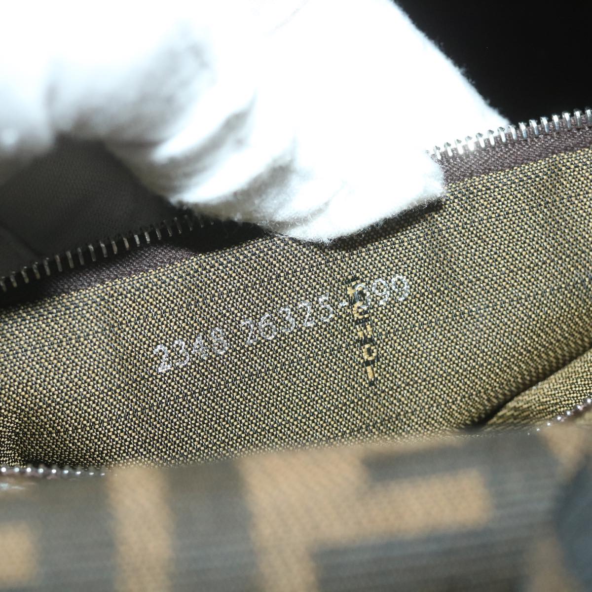 FENDI Zucca Canvas Mamma Baguette Shoulder Bag Nylon Brown58625