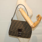 FENDI Zucca Canvas Mamma Baguette Shoulder Bag Nylon Brown58625
