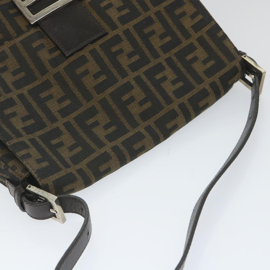 FENDI Zucca Canvas Mamma Baguette Shoulder Bag Nylon Brown58625