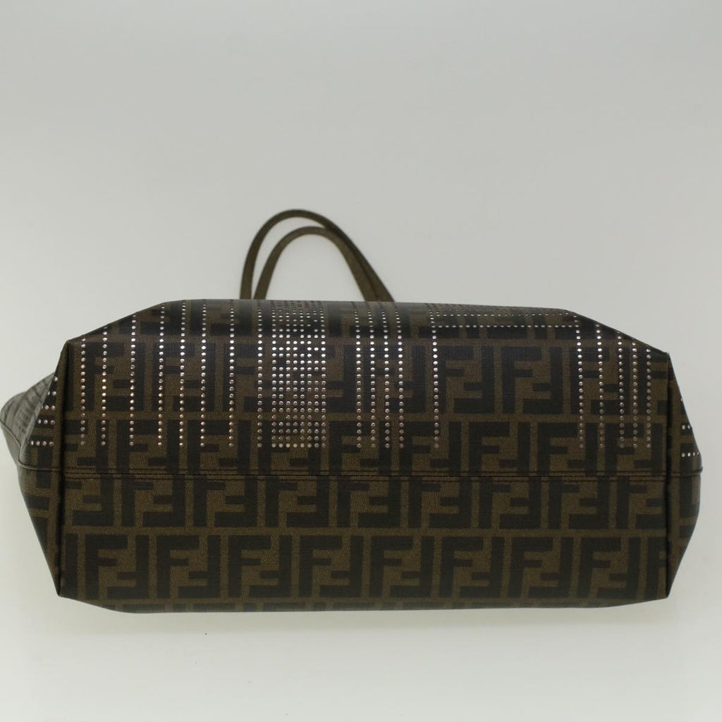 FENDI Zucca Canvas New York Tote Bag PVC Leather Brown Silver58639
