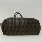 FENDI Zucca Canvas New York Tote Bag PVC Leather Brown Silver58639