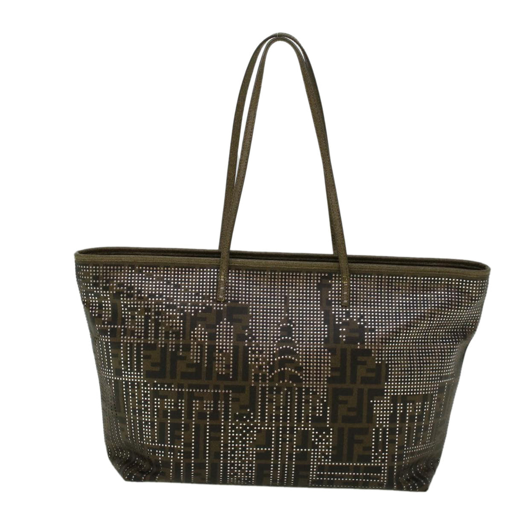 FENDI Zucca Canvas New York Tote Bag PVC Leather Brown Silver58639