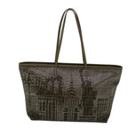 FENDI Zucca Canvas New York Tote Bag PVC Leather Brown Silver58639