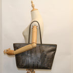 FENDI Zucca Canvas New York Tote Bag PVC Leather Brown Silver58639