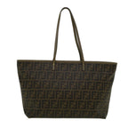 FENDI Zucca Canvas New York Tote Bag PVC Leather Brown Silver58639
