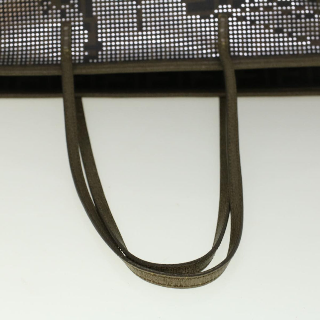 FENDI Zucca Canvas New York Tote Bag PVC Leather Brown Silver58639
