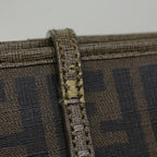 FENDI Zucca Canvas New York Tote Bag PVC Leather Brown Silver58639