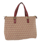 FENDI Zucchino Canvas Tote Bag Red Beige58644