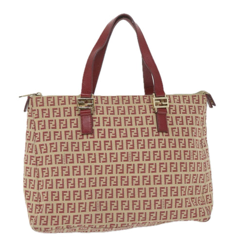 FENDI Zucchino Canvas Tote Bag Red Beige58644