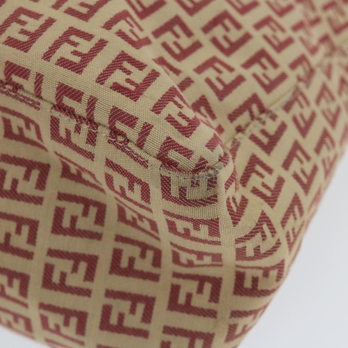 FENDI Zucchino Canvas Tote Bag Red Beige58644