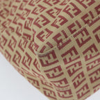 FENDI Zucchino Canvas Tote Bag Red Beige58644