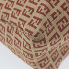 FENDI Zucchino Canvas Tote Bag Red Beige58644