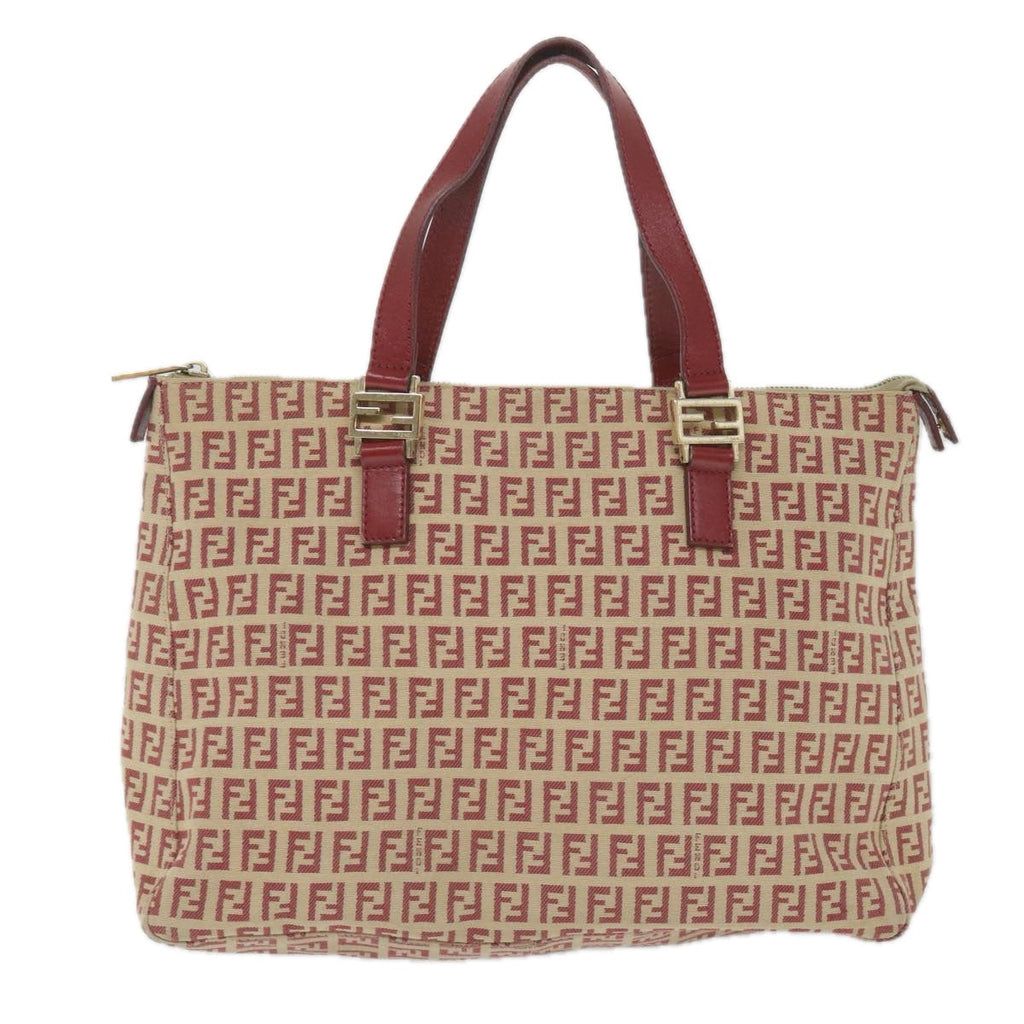 FENDI Zucchino Canvas Tote Bag Red Beige58644