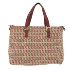 FENDI Zucchino Canvas Tote Bag Red Beige58644