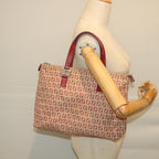 FENDI Zucchino Canvas Tote Bag Red Beige58644