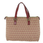 FENDI Zucchino Canvas Tote Bag Red Beige58644