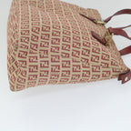 FENDI Zucchino Canvas Tote Bag Red Beige58644