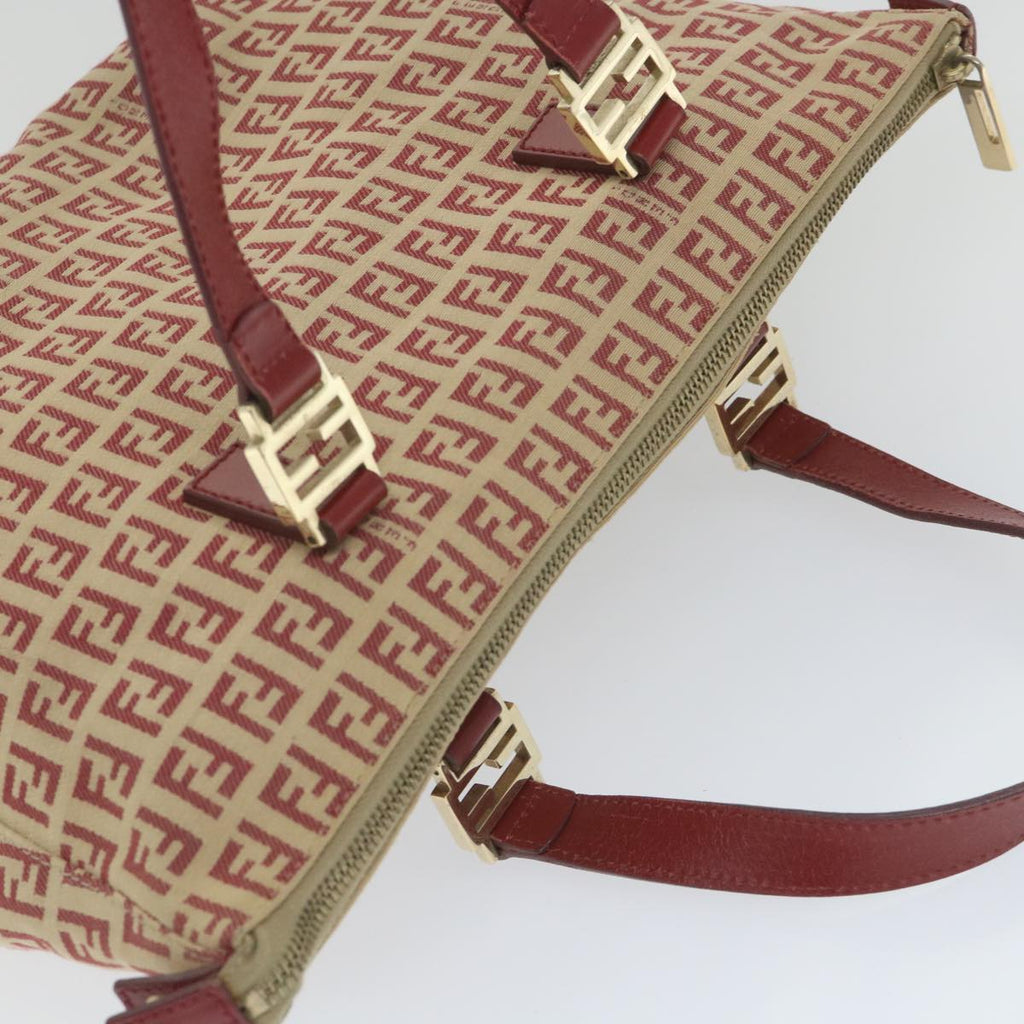 FENDI Zucchino Canvas Tote Bag Red Beige58644