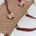 FENDI Zucchino Canvas Tote Bag Red Beige58644