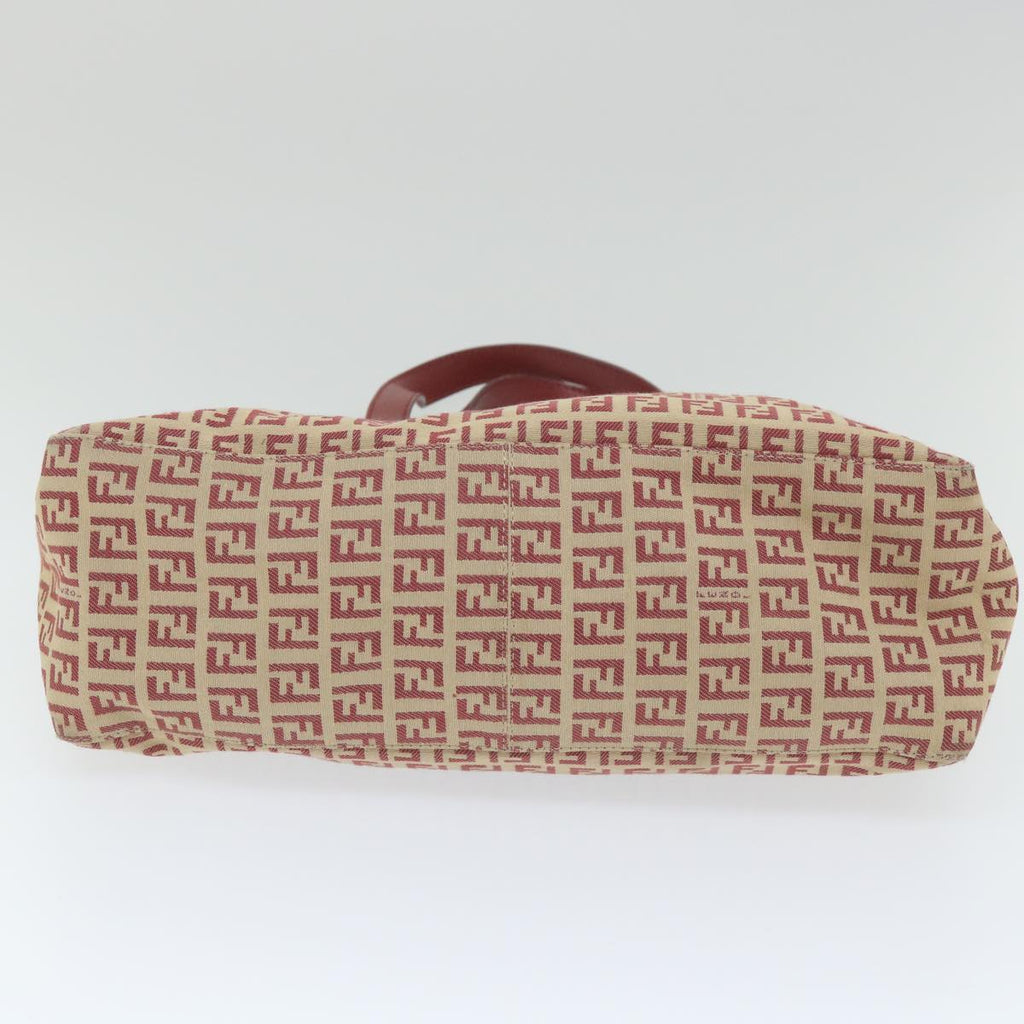 FENDI Zucchino Canvas Tote Bag Red Beige58644