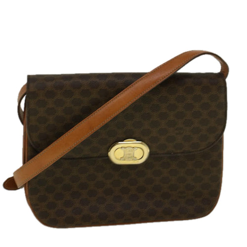 CELINE Macadam Canvas Shoulder Bag PVC Leather Brown  58671