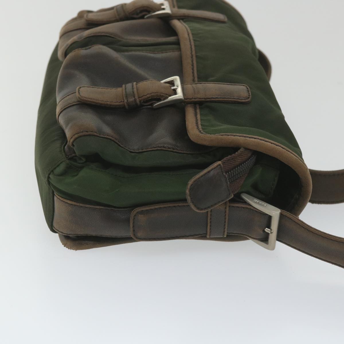 PRADA Shoulder Bag Nylon Leather Khaki 58683