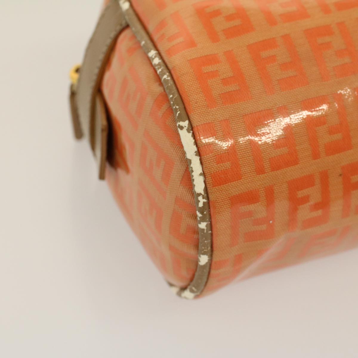 FENDI Zucchino Canvas Hand Bag Coated Canvas Orange58780