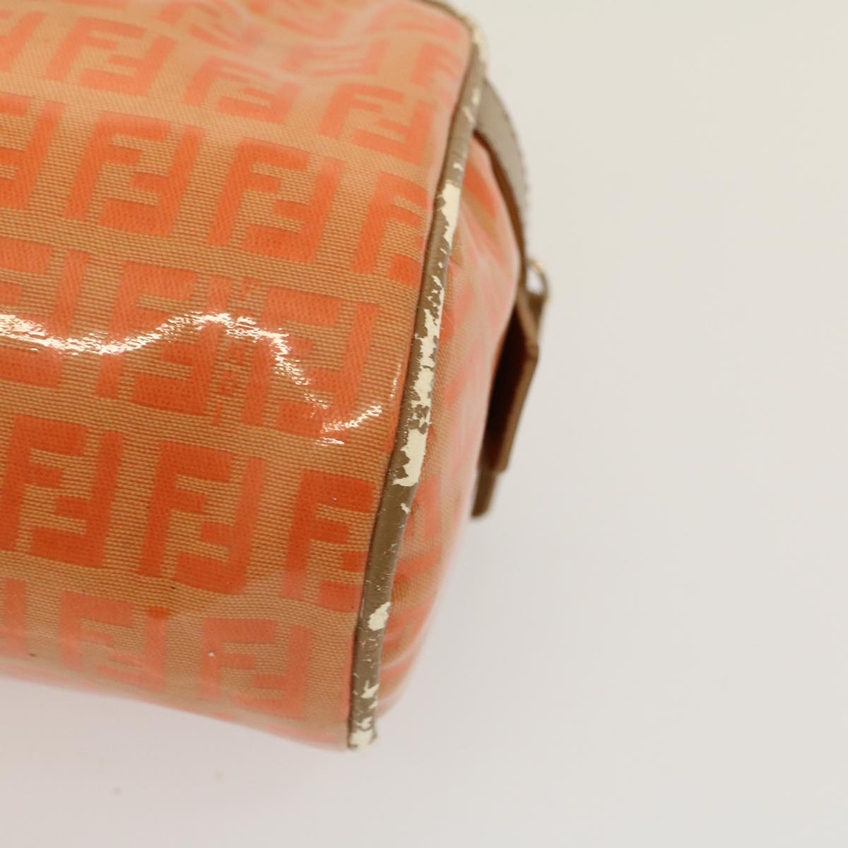 FENDI Zucchino Canvas Hand Bag Coated Canvas Orange58780