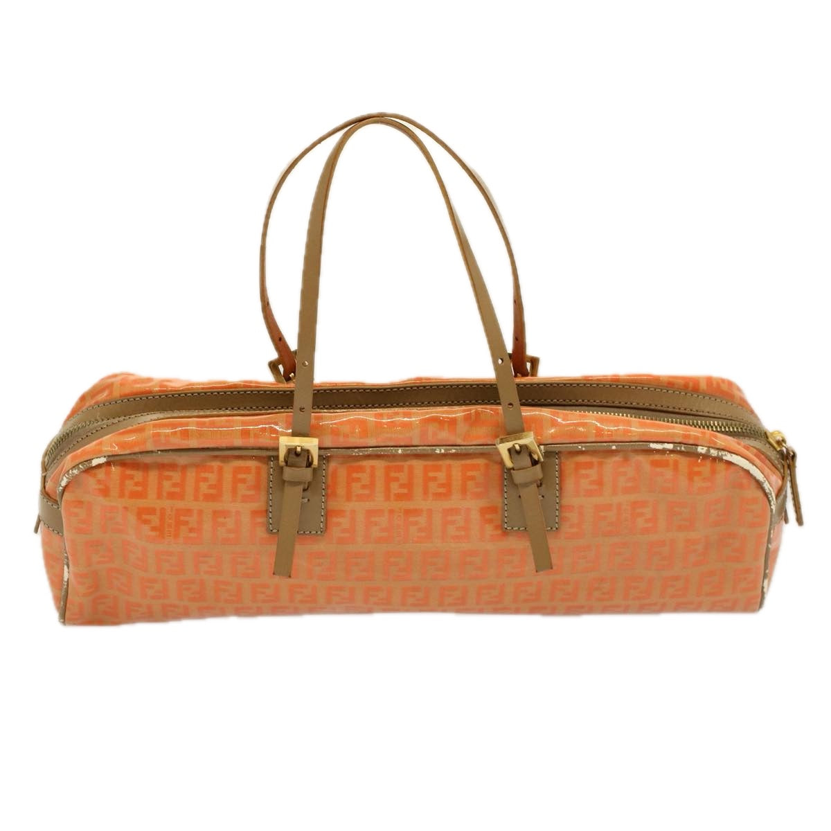 FENDI Zucchino Canvas Hand Bag Coated Canvas Orange58780