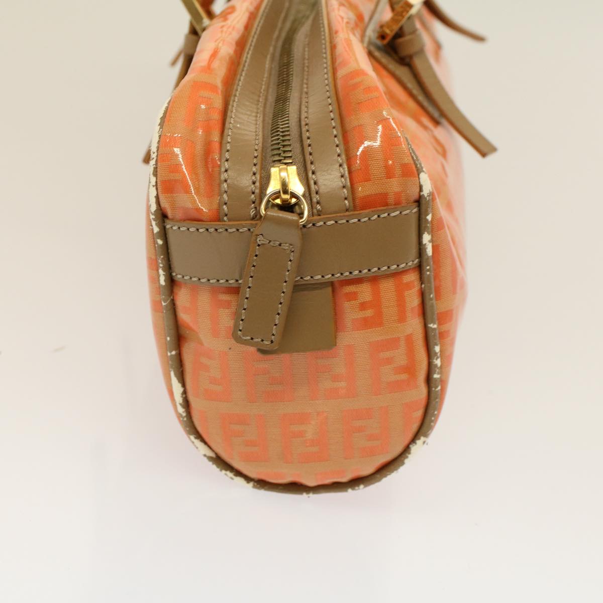 FENDI Zucchino Canvas Hand Bag Coated Canvas Orange58780
