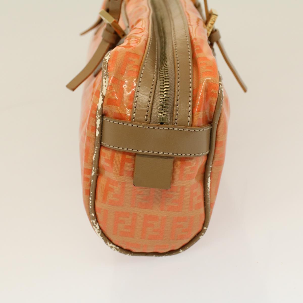 FENDI Zucchino Canvas Hand Bag Coated Canvas Orange58780