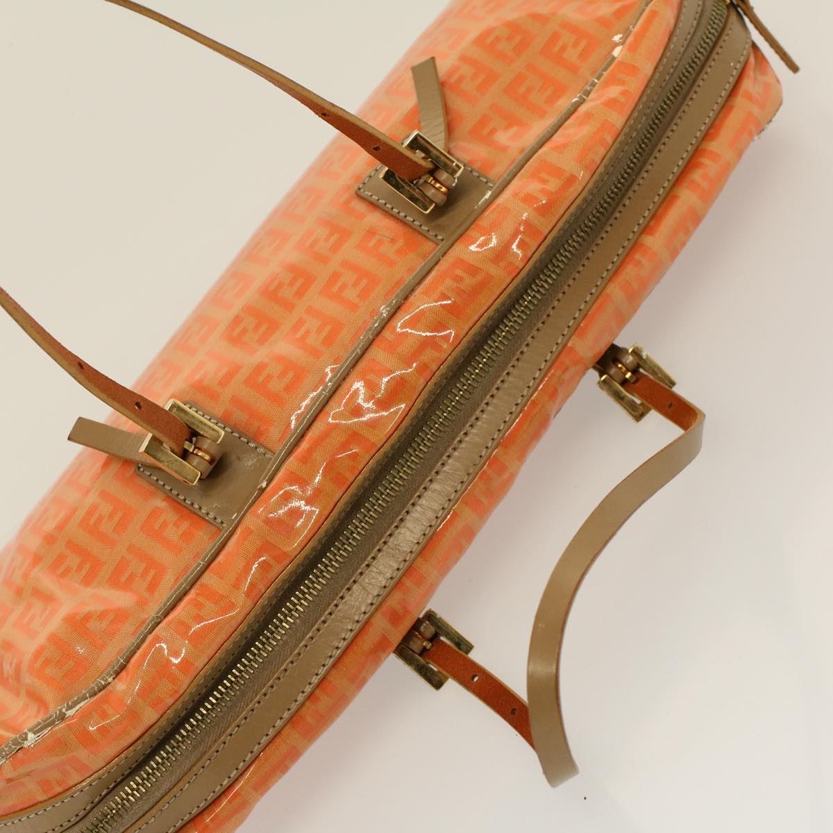 FENDI Zucchino Canvas Hand Bag Coated Canvas Orange58780