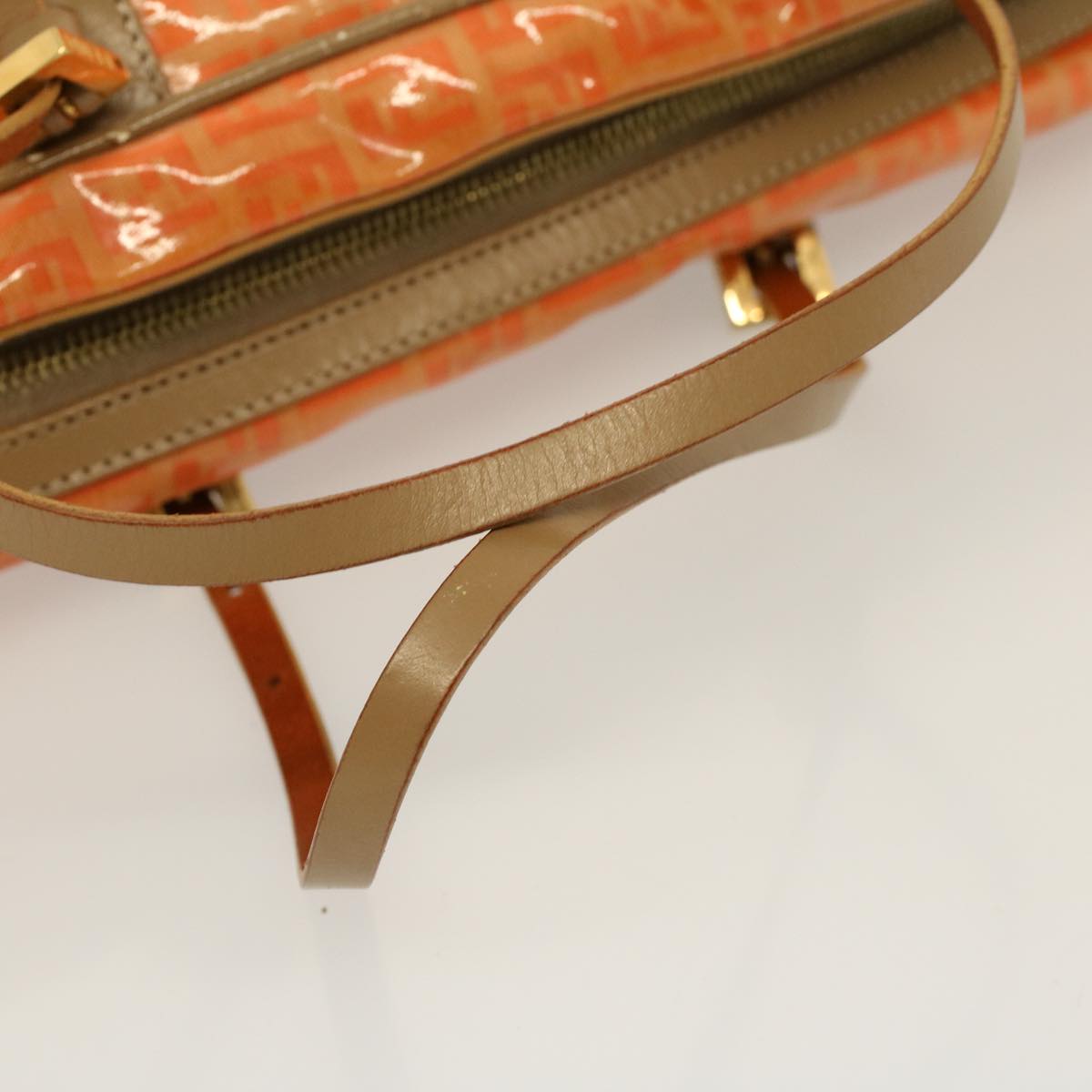 FENDI Zucchino Canvas Hand Bag Coated Canvas Orange58780