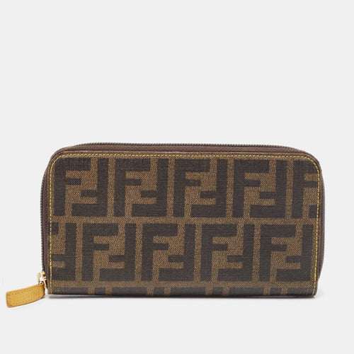 Fendi Zucca Coated Canvas Zip Around Continental Wallet