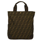 FENDI Tote Bag Nylon Brown Black58820