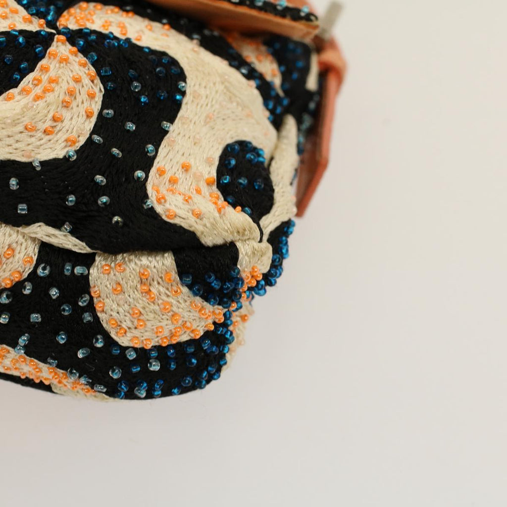 FENDI Mamma Baguette Shoulder Bag beads White Orange58824A