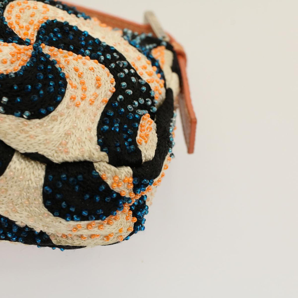 FENDI Mamma Baguette Shoulder Bag beads White Orange58824A