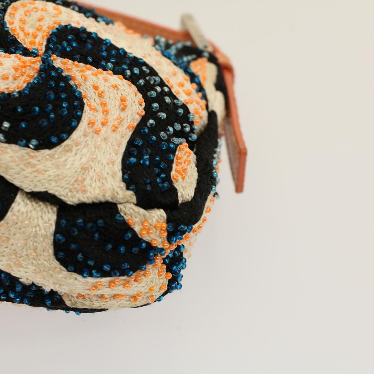 FENDI Mamma Baguette Shoulder Bag beads White Orange58824A