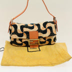FENDI Mamma Baguette Shoulder Bag beads White Orange58824A