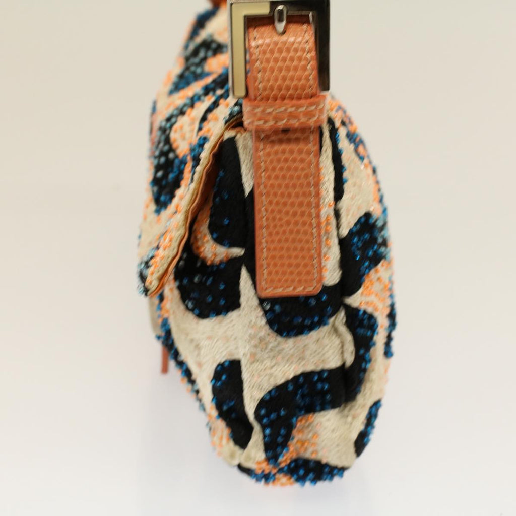 FENDI Mamma Baguette Shoulder Bag beads White Orange58824A