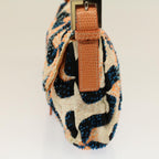 FENDI Mamma Baguette Shoulder Bag beads White Orange58824A