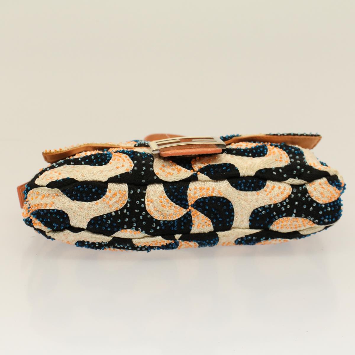 FENDI Mamma Baguette Shoulder Bag beads White Orange58824A